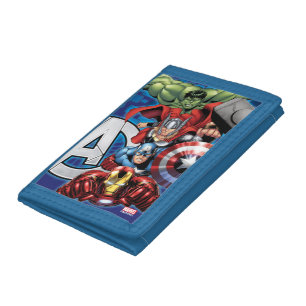 Avengers High Tech Stacked Group & Logo Tri-fold Wallet
