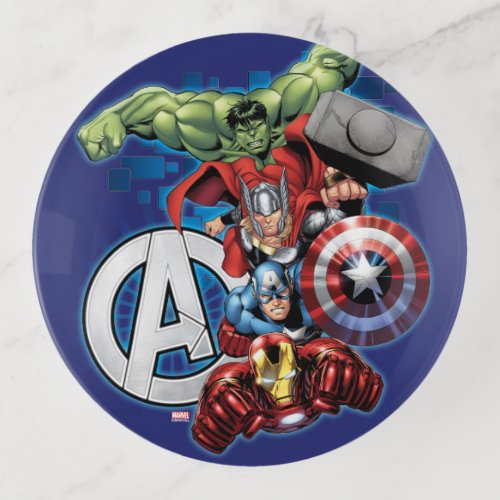 Avengers  High Tech Stacked Group  Logo Trinket Tray