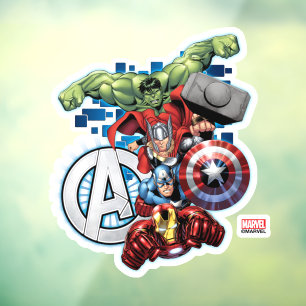 Avengers High Tech Stacked Group & Logo Window Cling