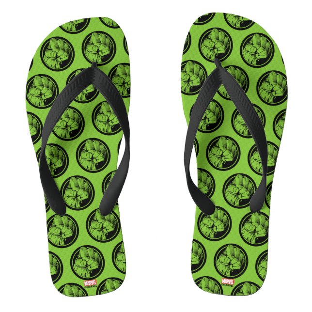 Avengers Hulk Fist Logo Flip Flops (Footbed)