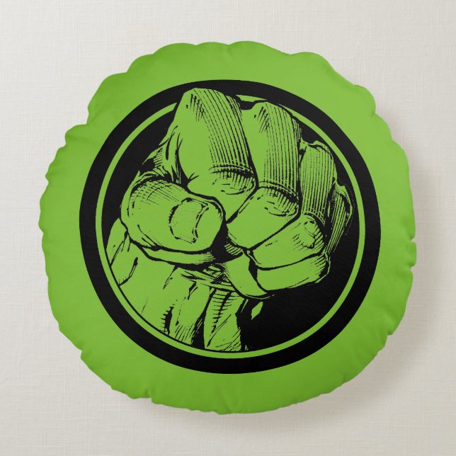 Avengers Hulk Fist Logo Round Pillow (Front)