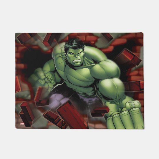 Avengers Hulk Smashing Through Bricks Doormat | Zazzle.com