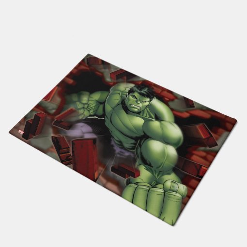 Avengers Hulk Smashing Through Bricks Doormat | Zazzle