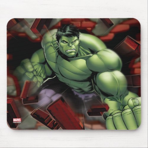 Avengers Hulk Smashing Through Bricks Mouse Pad