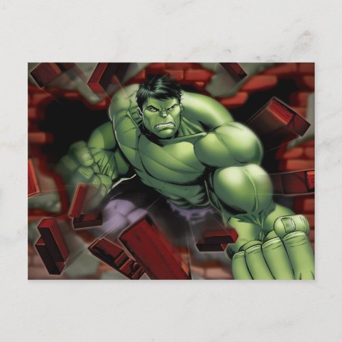 Avengers Hulk Smashing Through Bricks Postcard