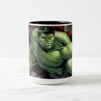 Avengers Hulk Smashing Through Bricks Two-tone Coffee Mug by avengersclassics at Zazzle