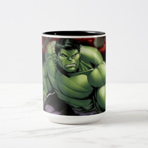 Avengers Hulk Smashing Through Bricks Two_Tone Coffee Mug