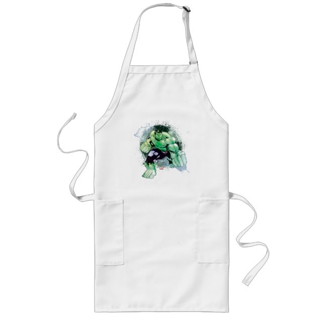 Avengers Hulk Watercolor Graphic Long Apron (Front)