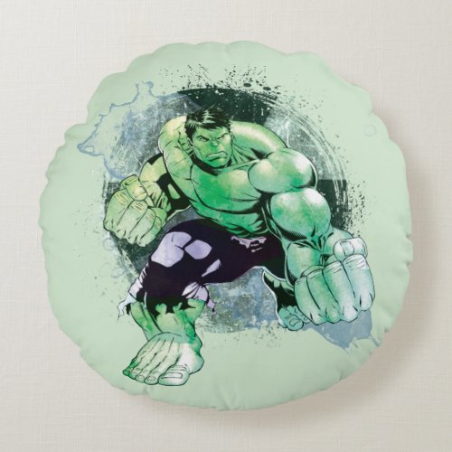 Avengers Hulk Watercolor Graphic Round Pillow