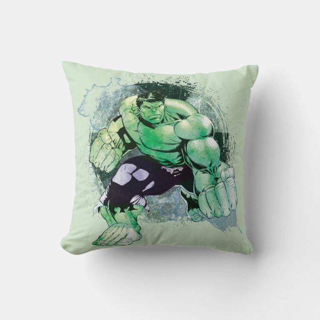 Avengers Hulk Watercolor Graphic Throw Pillow (Front)