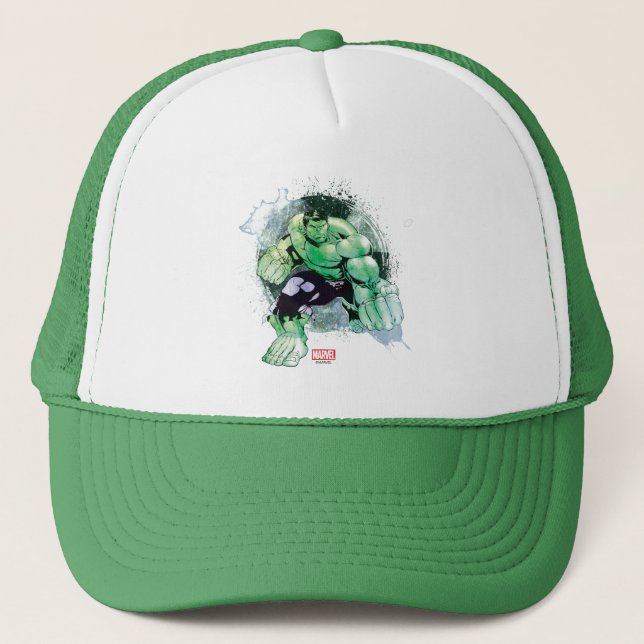 Avengers Hulk Watercolor Graphic Trucker Hat (Front)