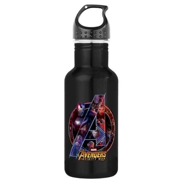 Avengers: Infinity War | Thanos & Heroes In A Icon Water Bottle (Front)