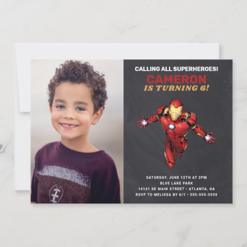 Avengers  Iron Man Birthday _ Photo Invitation