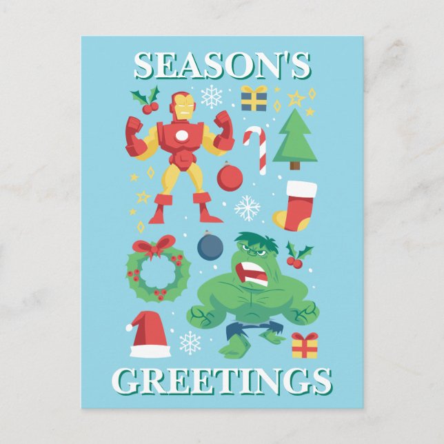 Avengers | Iron Man & Hulk Holiday Graphic Postcard (Front)