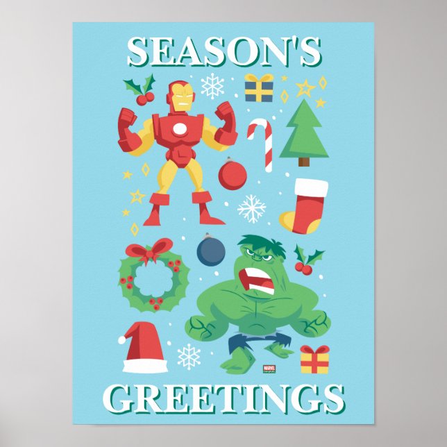 Avengers | Iron Man & Hulk Holiday Graphic Poster (Front)