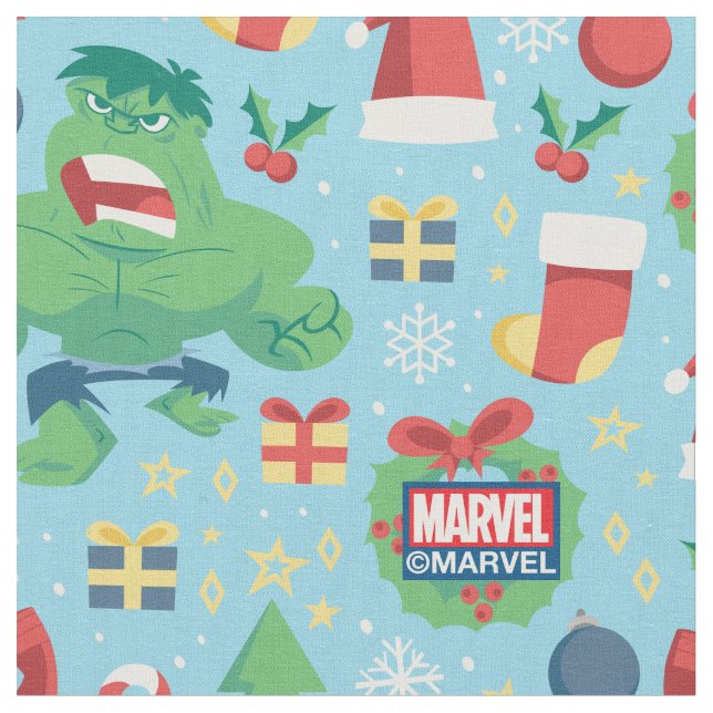 Avengers | Iron Man & Hulk Holiday Pattern Fabric (Close Up)