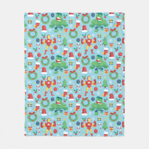 Avengers   Iron Man & Hulk Holiday Pattern Fleece Blanket