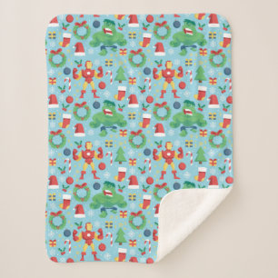 Avengers   Iron Man & Hulk Holiday Pattern Sherpa Blanket
