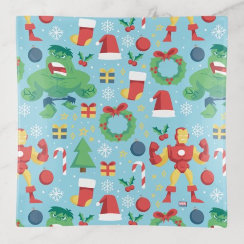 Avengers  Iron Man  Hulk Holiday Pattern Trinket Tray