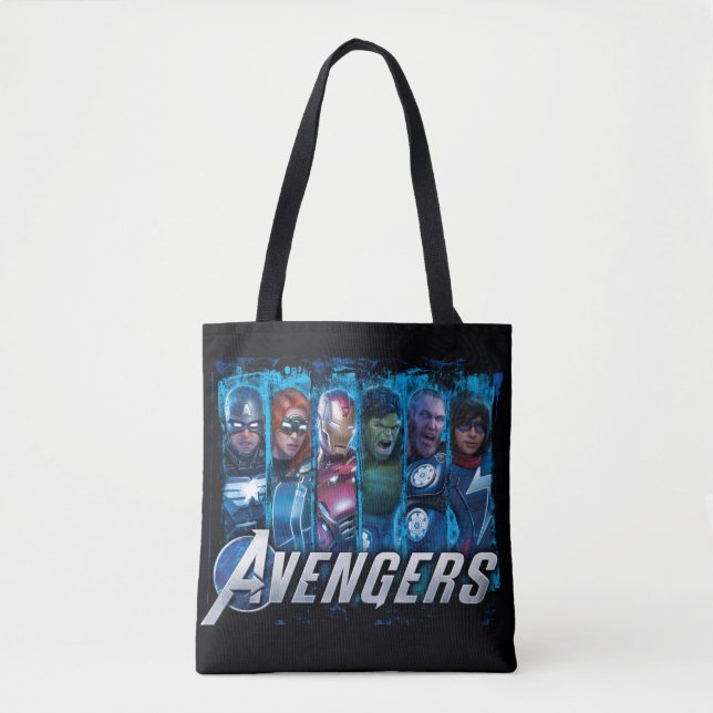Avengers Lineup Over Logo Tote Bag (Front)