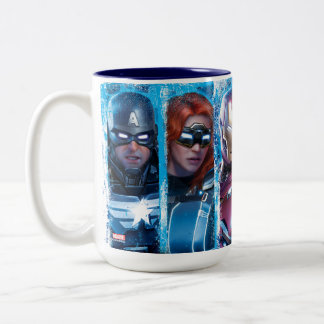 Avengers Lineup Over Logo Two-Tone Coffee Mug