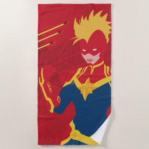 Avengers Minimalist Captain Marvel Red Jet Art Beach Towel