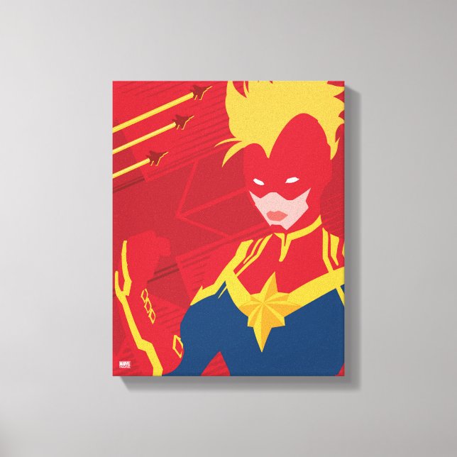 Avengers | Minimalist Captain Marvel Red Jet Art Canvas Print (Front)
