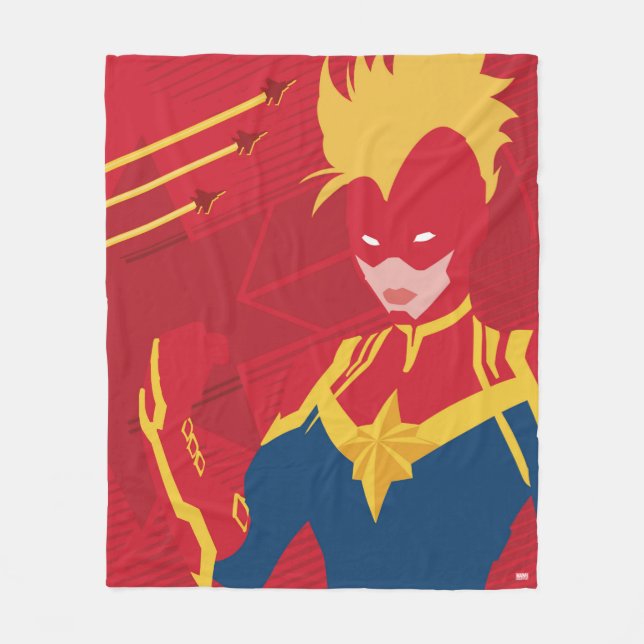Avengers | Minimalist Captain Marvel Red Jet Art Fleece Blanket (Front)