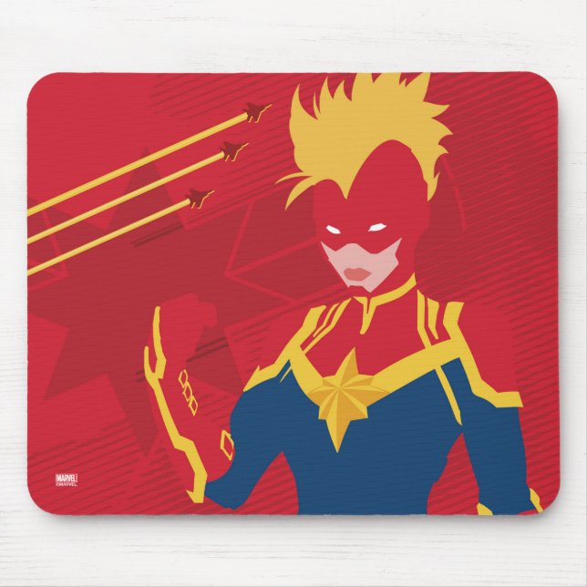 Avengers | Minimalist Captain Marvel Red Jet Art Mouse Pad (Front)