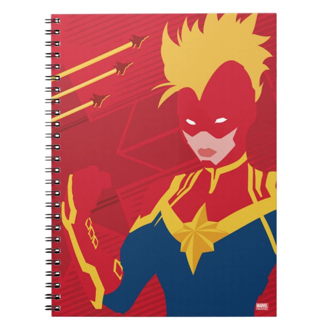 Avengers | Minimalist Captain Marvel Red Jet Art Notebook (Front)