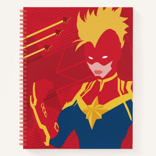 Avengers | Minimalist Captain Marvel Red Jet Art Notebook (Front)
