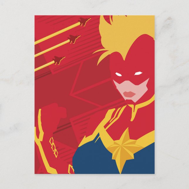 Avengers | Minimalist Captain Marvel Red Jet Art Postcard (Front)