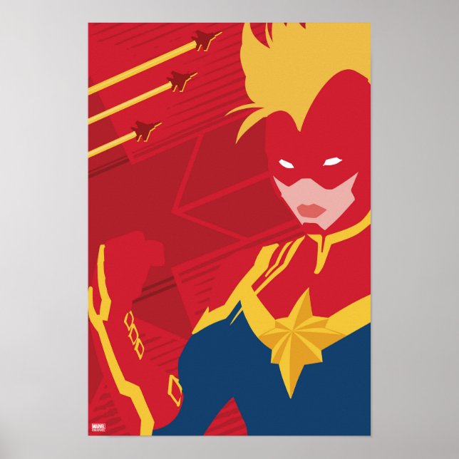 Avengers | Minimalist Captain Marvel Red Jet Art Poster (Front)