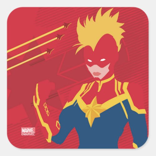 Avengers  Minimalist Captain Marvel Red Jet Art Square Sticker