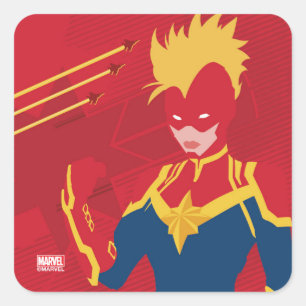 Avengers   Minimalist Captain Marvel Red Jet Art Square Sticker
