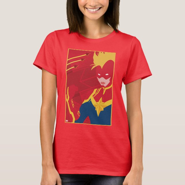 Avengers | Minimalist Captain Marvel Red Jet Art T-Shirt (Front)