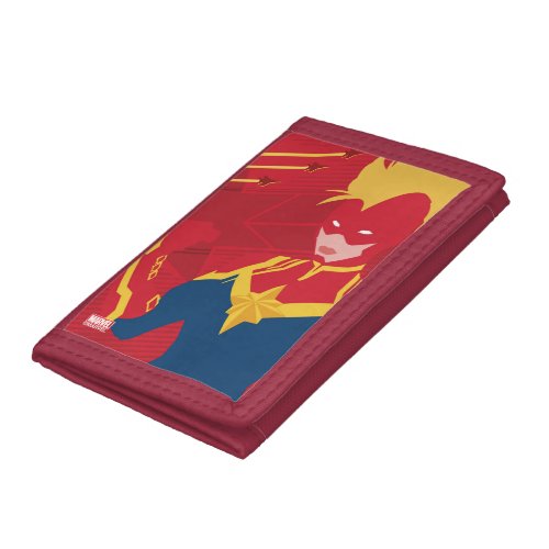 Avengers  Minimalist Captain Marvel Red Jet Art Trifold Wallet