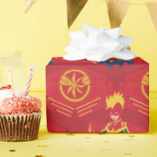 Avengers Minimalist Captain Marvel Red Jet Art Wrapping Paper