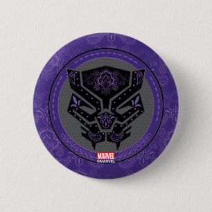 Avengers   Paisley Black Panther Logo Button