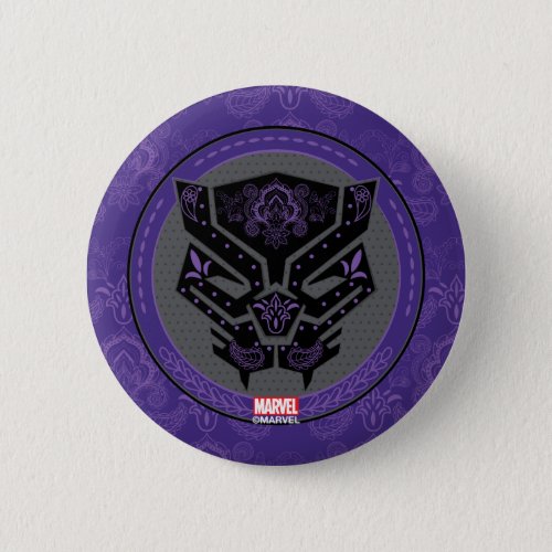 Avengers  Paisley Black Panther Logo Button