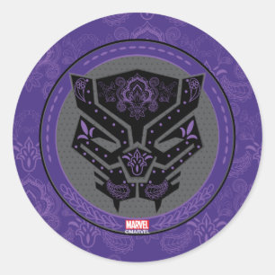 Avengers Paisley Black Panther Logo Classic Round Sticker