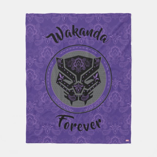 Avengers | Paisley Black Panther Logo Fleece Blanket (Front)