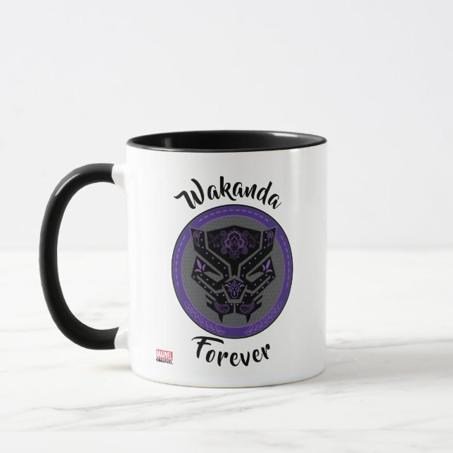 Avengers | Paisley Black Panther Logo Mug (Left)