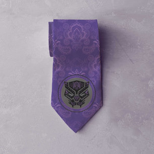 Avengers Paisley Black Panther Logo Neck Tie