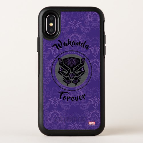 Avengers  Paisley Black Panther Logo OtterBox Symmetry iPhone X Case