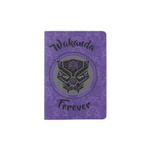 Avengers   Paisley Black Panther Logo Passport Holder