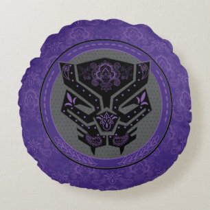 Avengers   Paisley Black Panther Logo Round Pillow