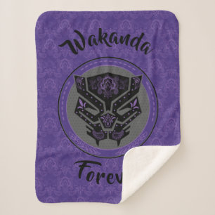 Avengers   Paisley Black Panther Logo Sherpa Blanket