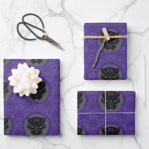 Avengers Paisley Black Panther Logo Wrapping Paper Sheets