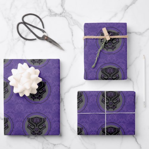Avengers  Paisley Black Panther Logo Wrapping Paper Sheets
